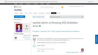 
                            1. central admin is throwing 403 forbidden error - Microsoft