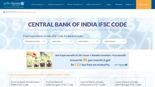 
                            12. Central Bank of India IFSC Code, MICR Code & Address in India - CBI