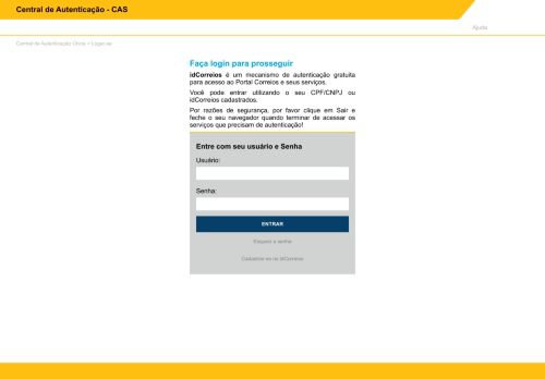
                            1. Central de Autenticação - Correios