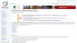 
                            3. Central Excise Mission Mode Project - Wikipedia