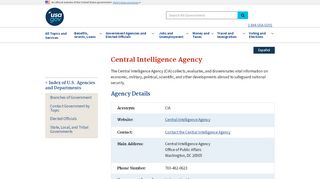 
                            13. Central Intelligence Agency - USA.gov