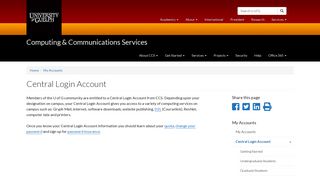 
                            10. Central Login Account | Computing & Communications Services