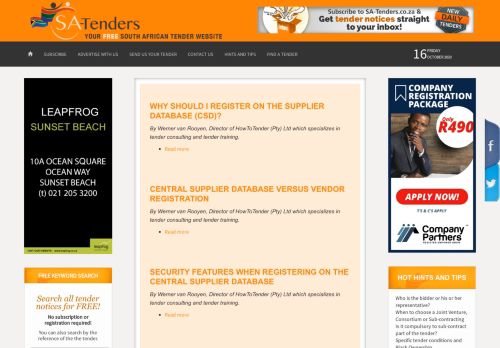 
                            4. Central Supplier database | SA-Tenders.co.za