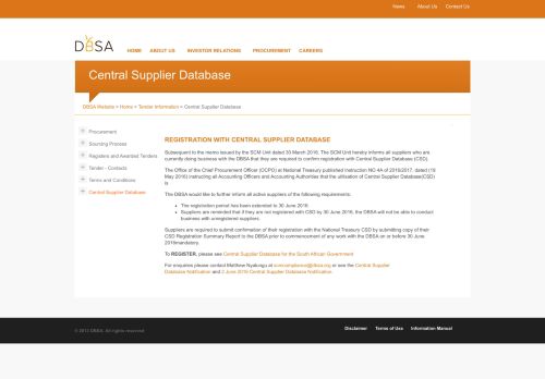 
                            13. Central Supplier Database
