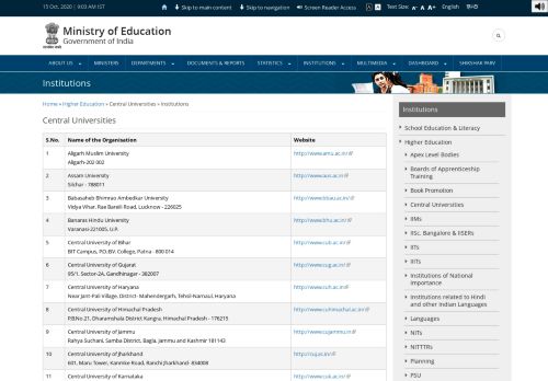 
                            2. Central Universities - MHRD