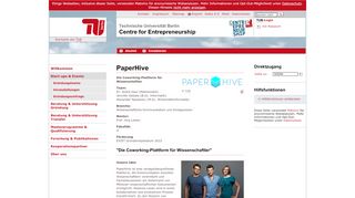 
                            7. Centre for Entrepreneurship: Steckbrief PaperHive
