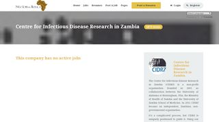 
                            13. Centre for Infectious Disease Research in Zambia - NGO Jobs in Africa