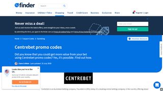 
                            7. Centrebet promo codes - Finder