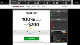 
                            6. Centrebet Sportsbook Review - $200 Sign up Bonus | Odds Shark