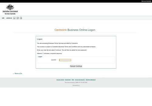 
                            5. Centrelink - Business Online Services - Logon - Enter User ID