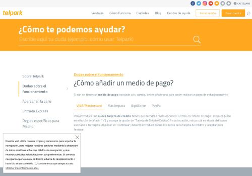 
                            7. Centro de Ayuda | ¿Cómo añadir un medio de pago? | Telpark | Telpark