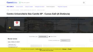 
                            11. Centro Universitário São Camilo SP - EaD (A Distância) | Quero Bolsa