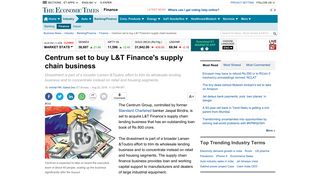 
                            11. Centrum set to buy L&T Finance's supply chain business - The ...