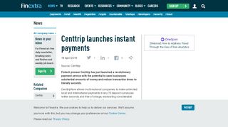 
                            4. Centtrip launches instant payments - Finextra Research