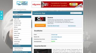 
                            9. Centuren App Bewertung - top10binarysignals.com