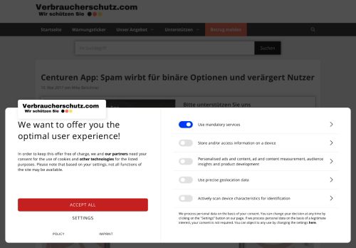 
                            1. Centuren App: Spam wirbt für binäre Optionen und verärgert Nutzer