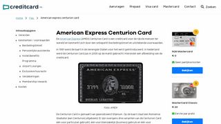 
                            11. Centurion Card (American Express): alle kenmerken | Creditcard.nl