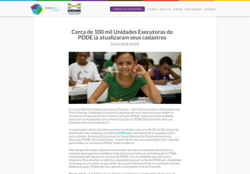 
                            7. Cerca de 100 mil Unidades Executoras do PDDE já atualizaram seus ...