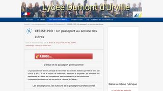 
                            10. CERISE-PRO : Un passeport au service des élèves - Lycée Dumont d ...