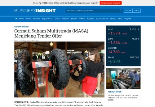 
                            12. Cermati Saham Multistrada (MASA) Menjelang Tender Offer - Kontan