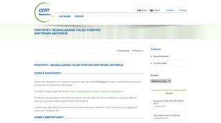 
                            6. CERT di Poste Italiane – Postepay: Segnalazione Falso Positivo ...