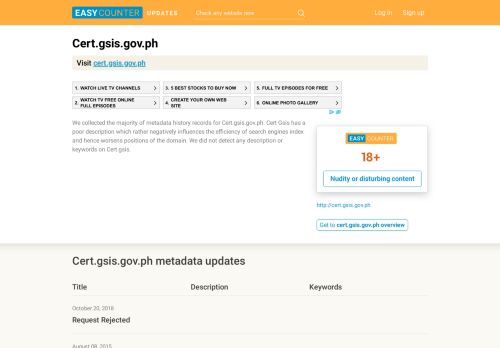 
                            4. Cert Gsis (Cert.gsis.gov.ph) - Request Rejected - Easycounter
