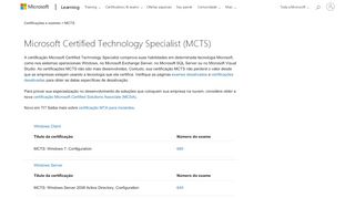 
                            3. Certificação MCTS | Microsoft