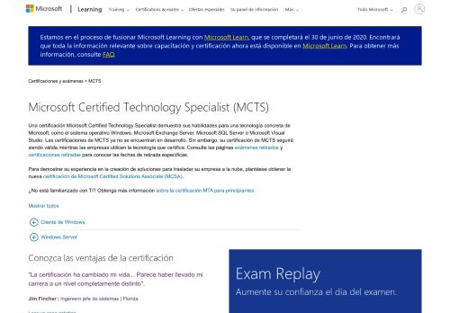 
                            2. Certificación MCTS | Microsoft