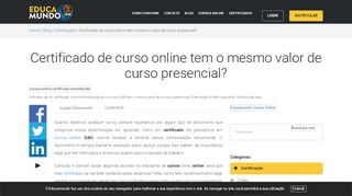 
                            12. Certificado de curso online tem o mesmo valor de curso presencial ...