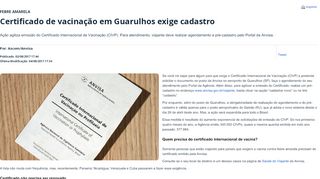 
                            12. Certificado de vacinação em Guarulhos exige cadastro - Anvisa