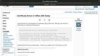 
                            9. Certificate Errors in Office 365 Today - SANS Internet Storm Center