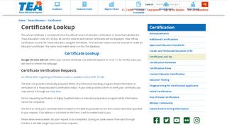 
                            12. Certificate Lookup - Texas Education Agency