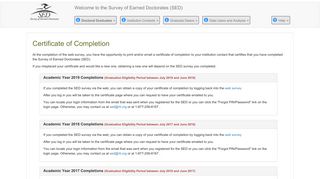 
                            5. Certificate of Completion - Survey of Earned Doctorates