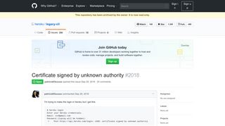 
                            6. Certificate signed by unknown authority · Issue #2018 · heroku/legacy ...