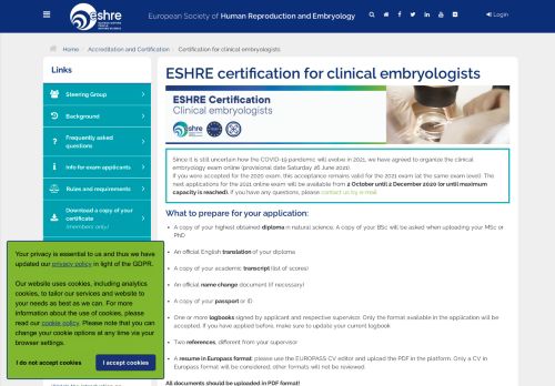 
                            9. Certification for embryologists - eshre