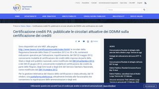 
                            2. Certificazione crediti PA - Dipartimento del Tesoro - Mef