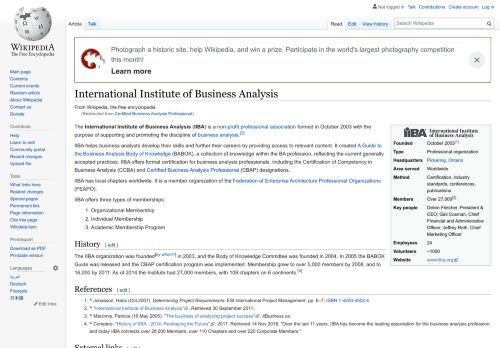 
                            11. Certified Business Analysis Professional - Wikipedia