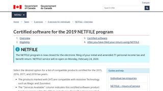 
                            10. Certified software for the 2019 NETFILE program - Canada.ca