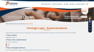 
                            5. Certisign Login - Desenvolvedores | Certisign