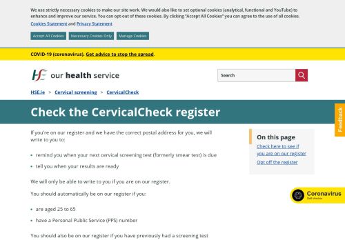 
                            2. Cervical Screening Register - Cervical Check