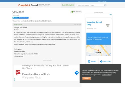 
                            9. CeSC.co.in Complaints - Complaint Board