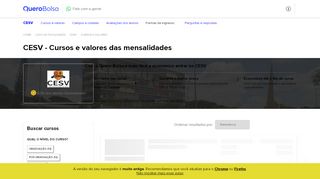 
                            3. CESV - Cursos e Valores das Mensalidades | Quero Bolsa