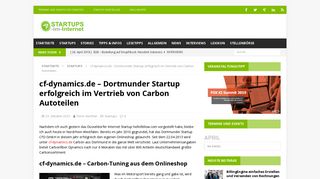 
                            12. cf-dynamics.de - Dortmunder Startup vertreibt erfolgreich Carbon ...