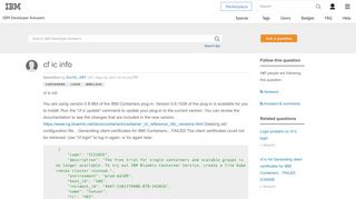
                            2. cf ic info - IBM Developer Answers