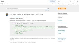 
                            1. cf ic login failed to retrieve client certificates - IBM Developer ...