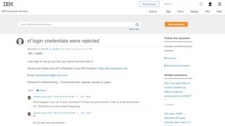 
                            5. cf login credentials were rejected - IBM Developer Answers