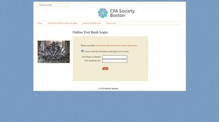 
                            11. CFA Society Boston: Online Test Bank Login