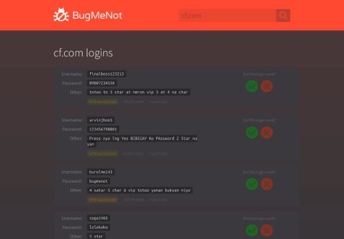 
                            1. cf.com passwords - BugMeNot