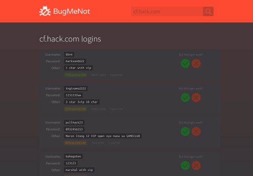 
                            2. cf.hack.com passwords - BugMeNot