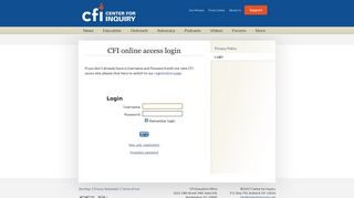 
                            9. CFI Login Page - Center for Inquiry